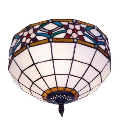 Plafoniera fissata al soffitto con schermo Tiffany diametro 30cm Serie Museum LG286500