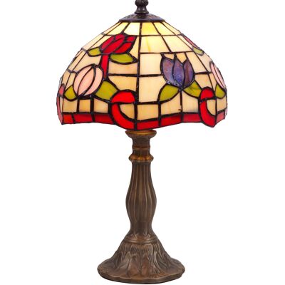 Lampada da tavolo piccola Tiffany multicolor diametro 20cm Serie Compact LG420100