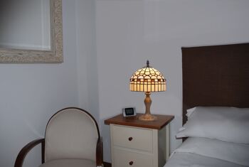 Petite lampe à poser Tiffany beige diamètre 20cm Série Compact LG420500 2