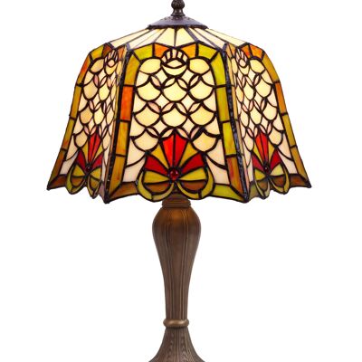 Tabletop base with Tiffany hexagonal lampshade, diameter 30cm Compact Series LG430400