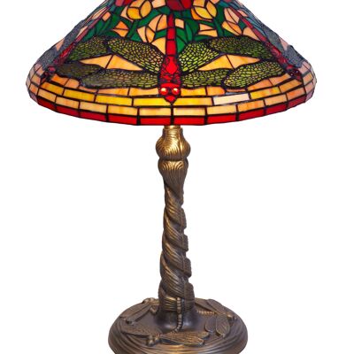 Lampe de table base Foma avec écran libellule Tiffany diamètre 40cm Série Compact LG440400