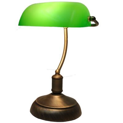 Lampada da tavolo in stile banchiere con paralume in vetro verde LG620000