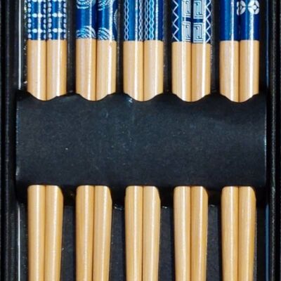 Set of 5 pairs of blue chopsticks