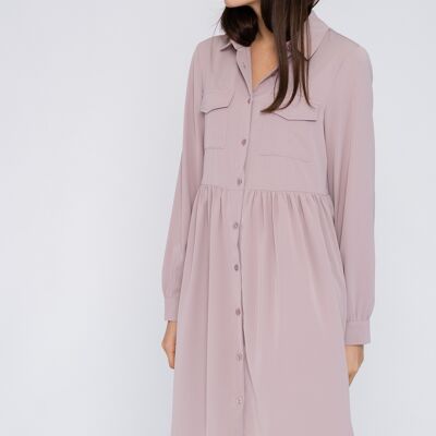 Plain shirt dress with front pockets
