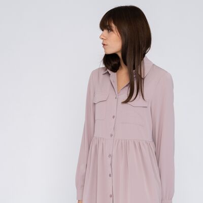 Plain shirt dress with front pockets