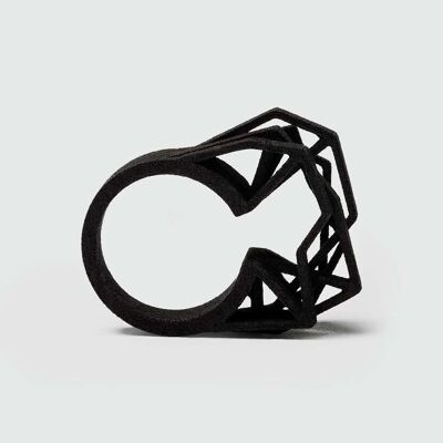 Anillo solitario | Nylon | Negro