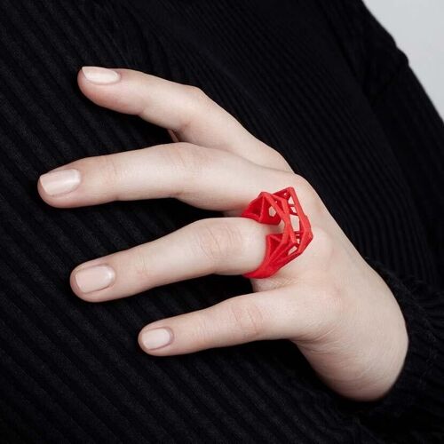 Solitaire Ring | Nylon | Statement Colors - Coral Red