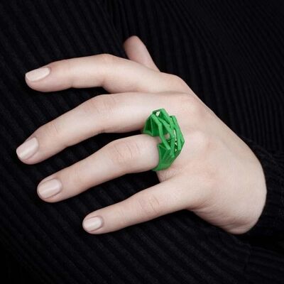 Bague Solitaire | Nylon | Couleurs de déclaration - Vert forêt