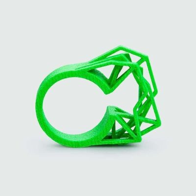 Bague Solitaire | Nylon | Néon vert