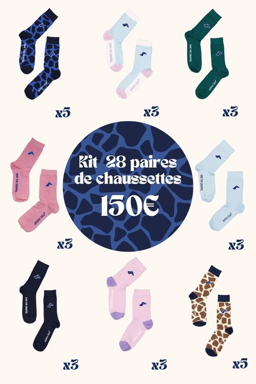 Kit 28 paires de chaussettes