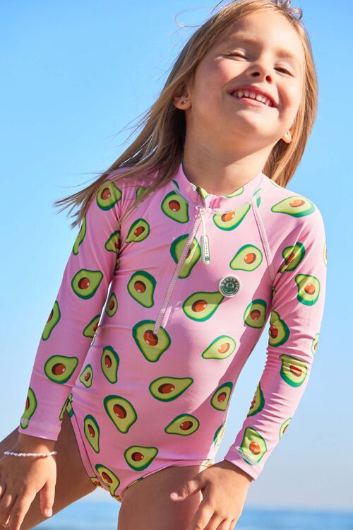 Long sleeve girl swimsuit - Avocado