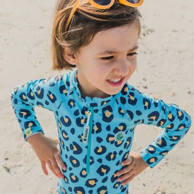 Long sleeve girl swimsuit - animal print