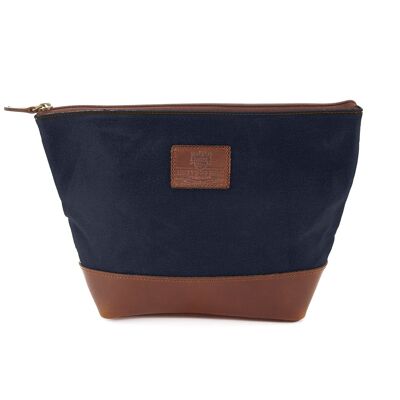 The Navigator Navy Waxed Canvas Triangular Washbag