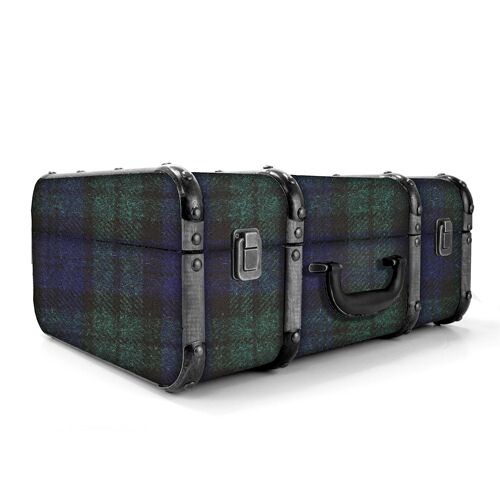 Dark Wood Black Watch Covered Suitcase