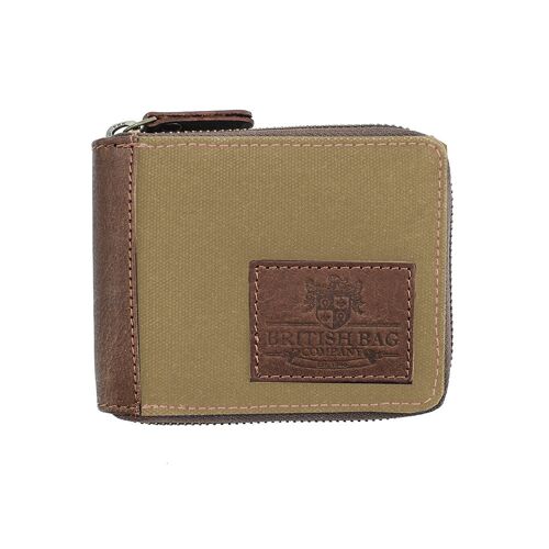 Camel Canvas Zip Round Wallet