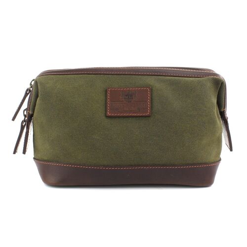 The Navigator Khaki Waxed Canvas Washbag