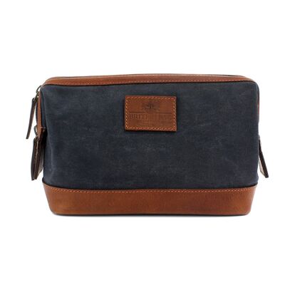 The Navigator Navy Waxed Canvas Washbag