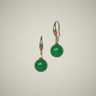 Pendientes de moda en oro rosa y verde.