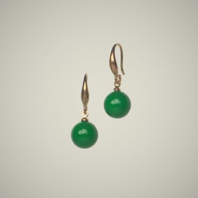 Fashionable earrings in rose gold and green