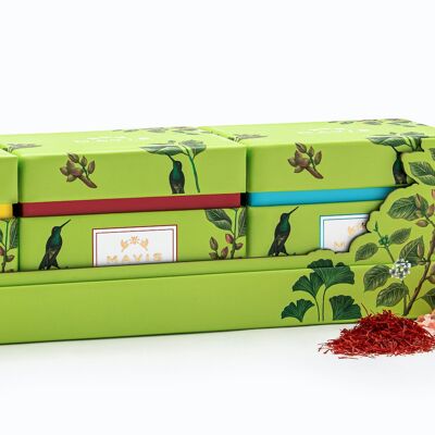 La confezione regalo Pistacchi include 3 scatole di pistacchi/ Ogni scatola 100 gr