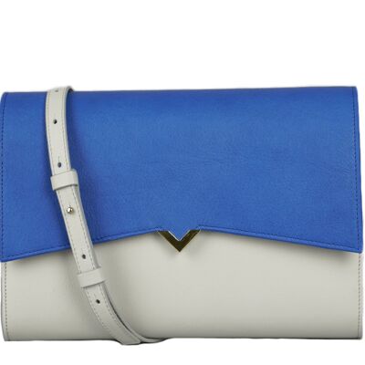 Roma Bag - Pearl Caviar Leather Base and Royal Blue Leather Flap