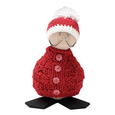 Christmas Duckling, Large in untreated natural rubber wood with black feet UD063