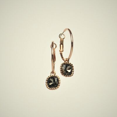 Boucles d'oreilles créoles avec pendentif Black Diamond
