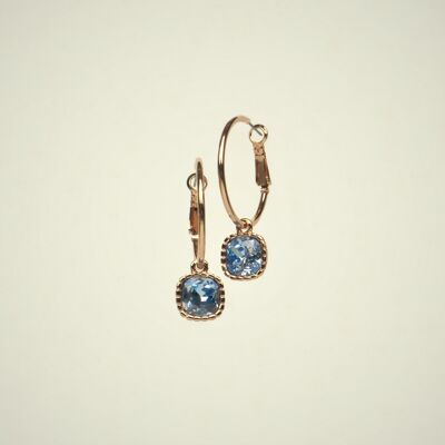 Hoop earrings with pendant, sapphire
