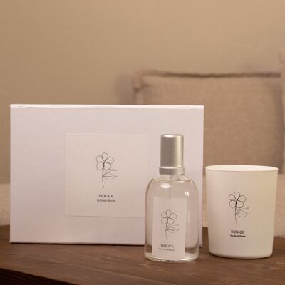 Coffret - Douce - Fleur de Coton - Bougie et Brume d'ambiance