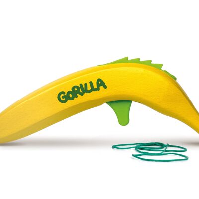 Gorilla - the banana gun - shoots with rubber rings.