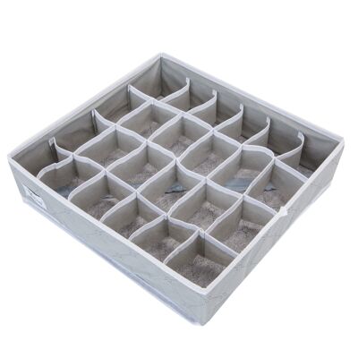 Periea Drawer Organiser -  Katrina 24 Cell Grey with White Piping