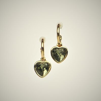 "Iowa" heart pendant earrings, Black Diamond