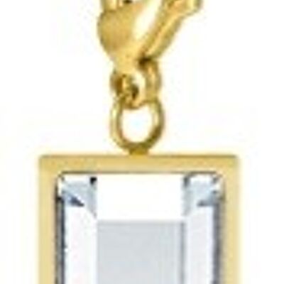 Charm Cosmopolitan mit einem Solitär- eckig Edelstahl  gold mit Wunschfarbe