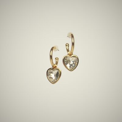 Ear studs with heart pendant "Iowa", Crystal