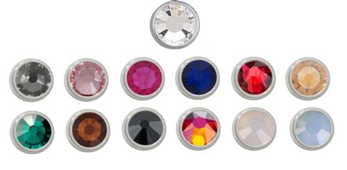 PURE-Anhänger rund, 6mm, mit einem Stein in einer Farbe deiner Wahl, aus Edelstahl