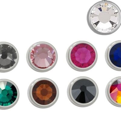 PURE-Anhänger rund, 6mm, mit einem Stein in einer Farbe deiner Wahl, aus Edelstahl