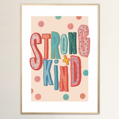 Strong and Kind , Kids Print , Affirmation, Nursery Art, Kids Room, Children’s Wall Art, Softed Colours, Gifts for Kids, Gifts for new Mum