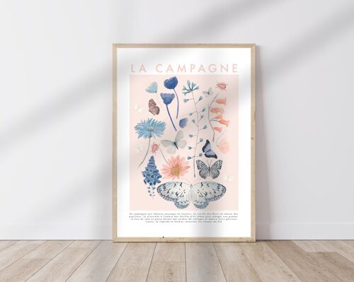 La Campagne , Floral Print , Butterfly Print , Still Life , Kitchen Print , French Print , Flower , Wall Art , Botanical , Botanical Print ,