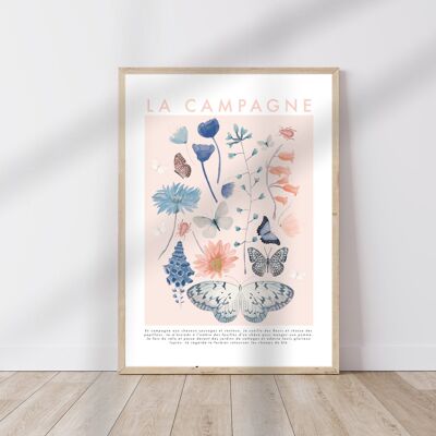 La Campagne , Floral Print , Butterfly Print , Still Life , Kitchen Print , Français Print , Flower , Wall Art , Botanical , Botanical Print ,
