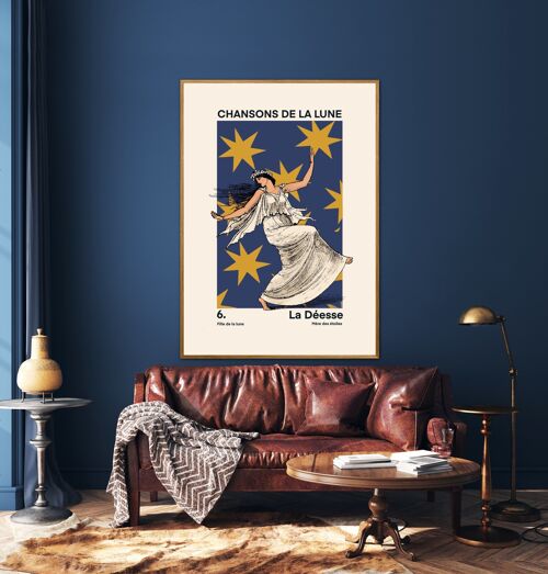 Moon Dance, Moon Goddess Print, French Art Print, Vintage Art Print, Luna Stars Print, Bedroom, A5, A4, A3, A2, A1, A0, Pink, Boho,