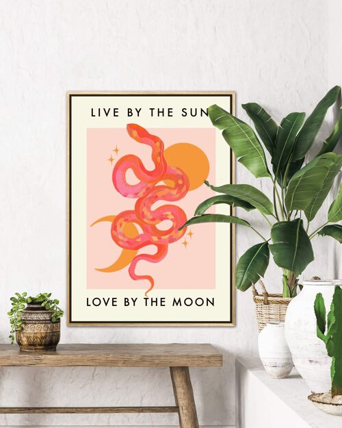 Live by the sun , Snake Print , Sun Print , Moon Life , Boho Print , Quote Print  , Wall Art , Quirky , Zodiac Print ,