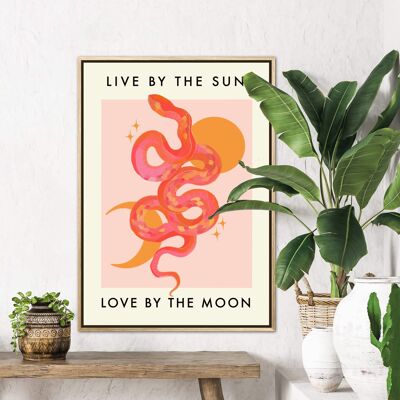 Vivre par le soleil, Snake Print, Sun Print, Moon Life, Boho Print, Quote Print, Wall Art, Quirky, Zodiac Print,