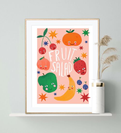 Fruity Kids Print , Fruit illustration , Eco , Nursery Art , Kids Room , Art , Print , Gifts for Her , kids , Rainbow , Colour Pop , Bright