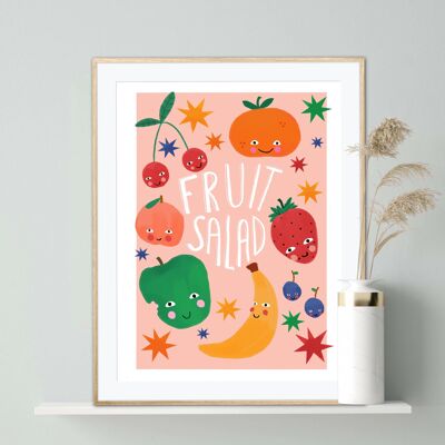 Fruity Kids Print, Fruit Illustration, Eco, Nursery Art, Kinderzimmer, Kunst, Druck, Geschenke für Sie, Kinder, Rainbow, Color Pop, Bright