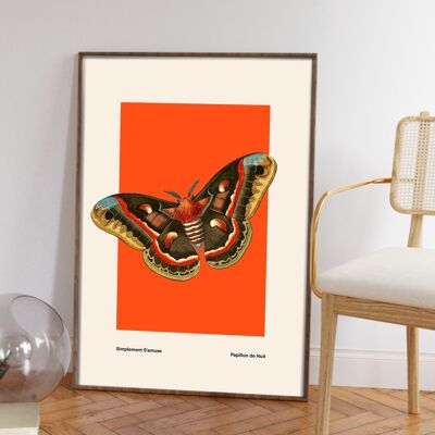 Butterfly Art, Insect Print, French, Vintage Art, Bright Print, Gallery Wall , Bedroom, A5, A4, A3, A2, A1, A0, Warm Colours, Boho, Vintage