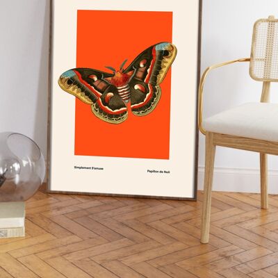 Butterfly Art, Insect Print, Français, Vintage Art, Bright Print, Gallery Wall, Bedroom, A5, A4, A3, A2, A1, A0, Couleurs chaudes, Boho, Vintage