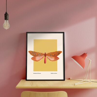 Moth Art, Insect Print, French, Vintage Art, Bright Print, Gallery Wall Print, Bedroom, A5, A4, A3, A2, A1, A0, Warm Colours, Boho, Vintage