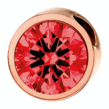 Pendentif PURE rond, 6mm, avec une pierre de la couleur de votre choix, en acier inoxydable rose 9