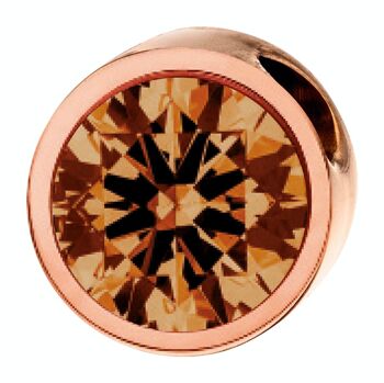 Pendentif PURE rond, 6mm, avec une pierre de la couleur de votre choix, en acier inoxydable rose 12