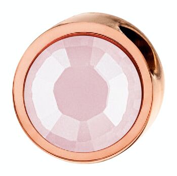 Pendentif PURE rond, 6mm, avec une pierre de la couleur de votre choix, en acier inoxydable rose 18